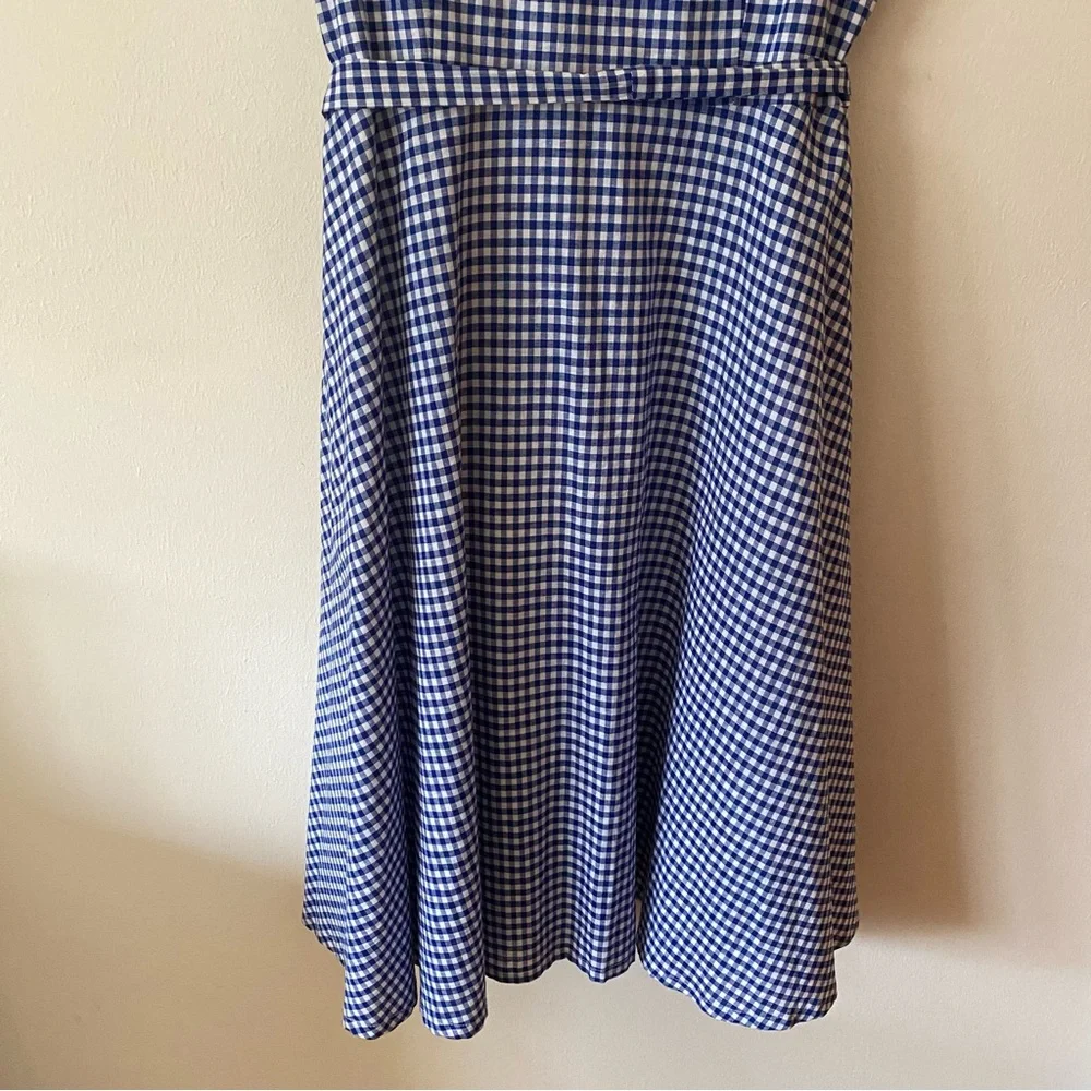 Be by Chetta B. Gingham Button Up Tie Waist A-Line Sleeveless Dress - Picture 8 of 12